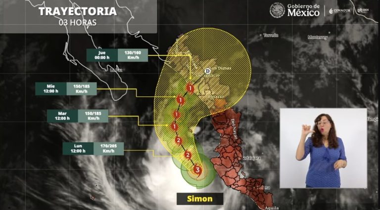 Tocaría tierra el miércoles huracán en Mazatlán con categoría 1